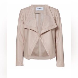 BB Dakota Up to Speed taupe vegan leather waterfall open front jacket size med